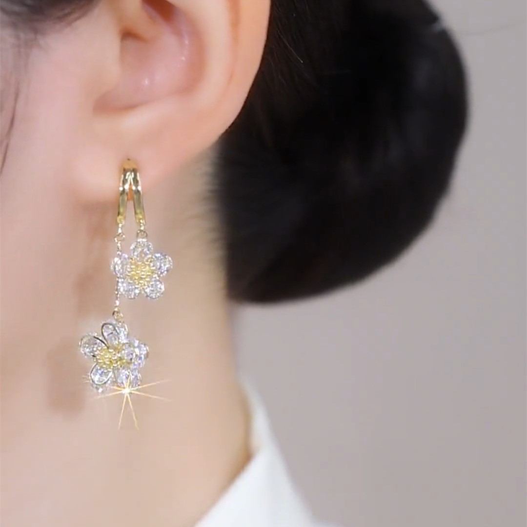 超閃鋯石黃色花蕊耳環-FANYIACC