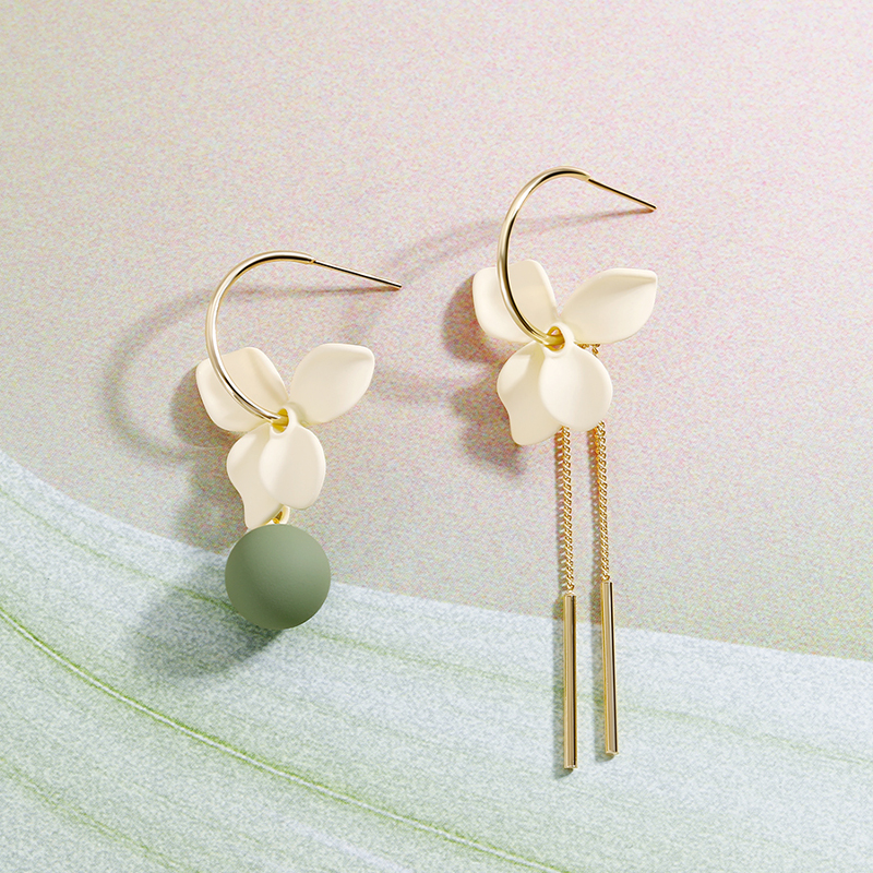 不對稱永生花流蘇耳環-FANYIACC