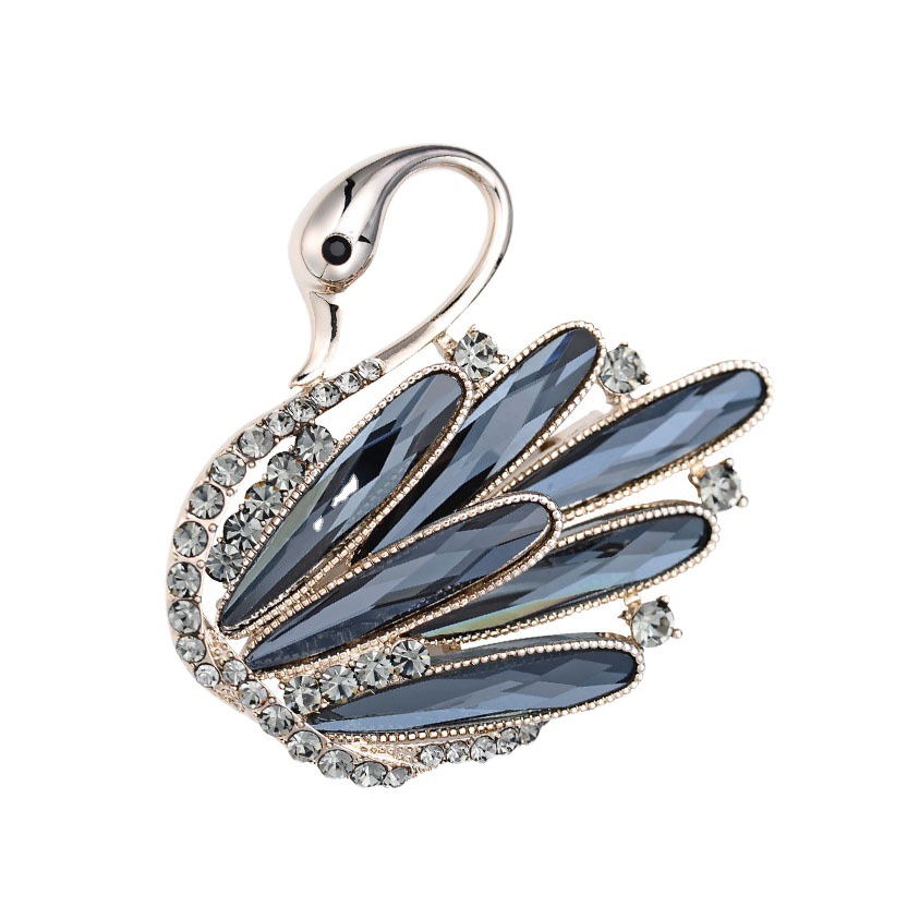 氣質水晶天鵝胸針-FANYIACC