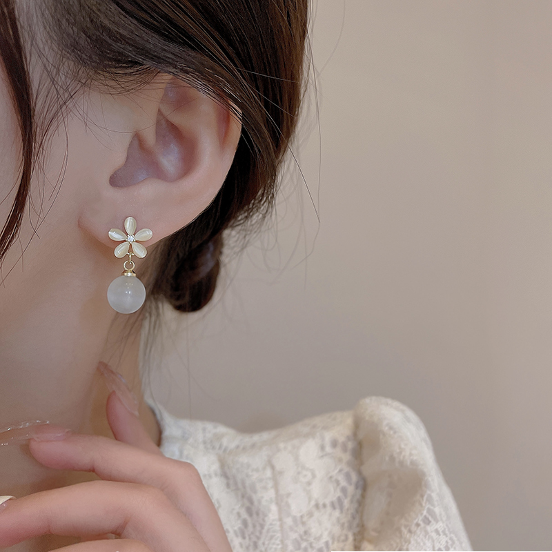 花朵貓眼石耳環-FANYIACC
