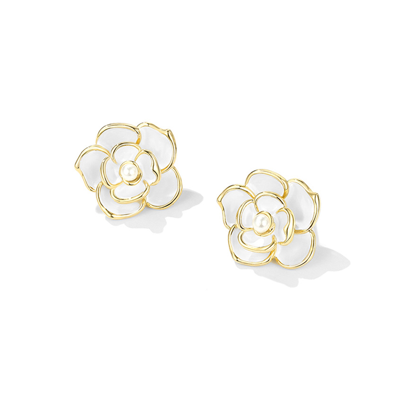 山茶花珍珠耳環-FANYIACC