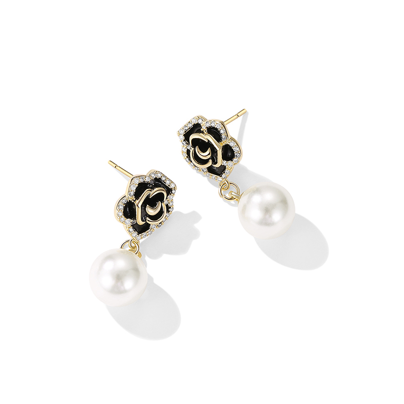 復古山茶花珍珠•夾式耳環-FANYIACC