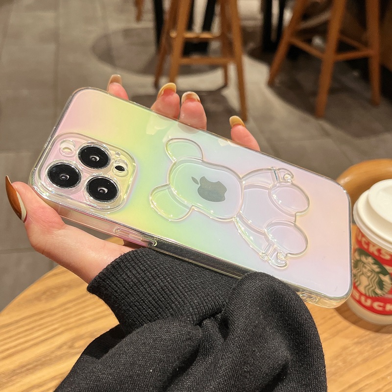 適用透明立體暴力熊蘋果保護殼iphone