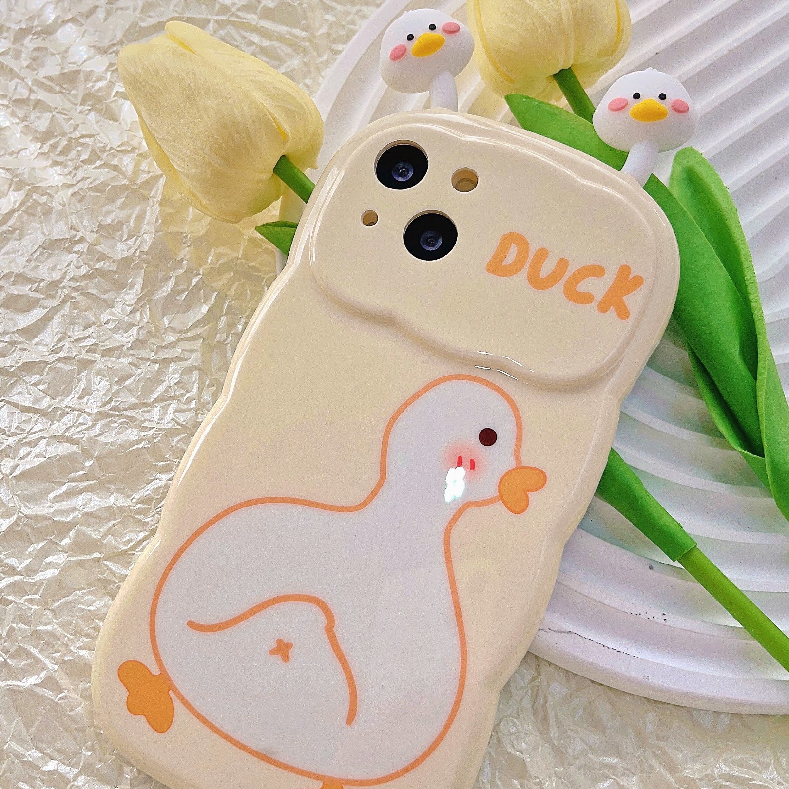 解壓立體可愛鴨子手機保護殼