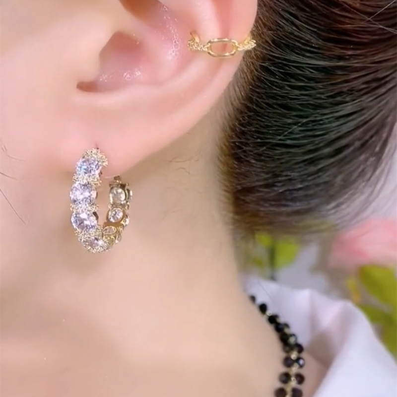 新款滿鑽925純銀耳環 