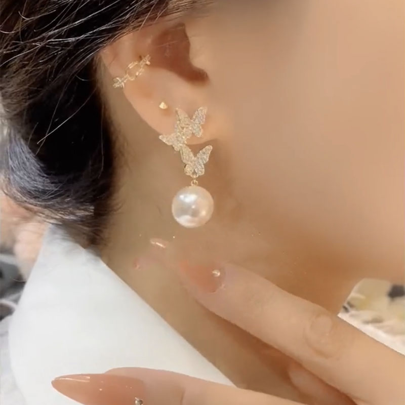 七夕限定優惠 | 蝴蝶珍珠鋯石耳環