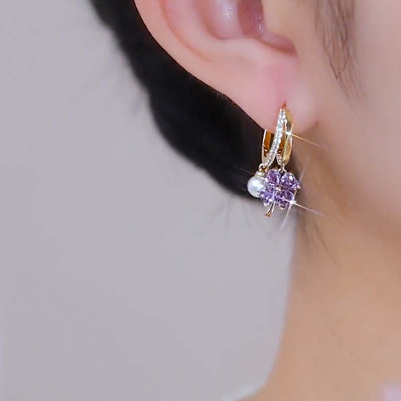 紫色幸運草耳環-FANYIACC