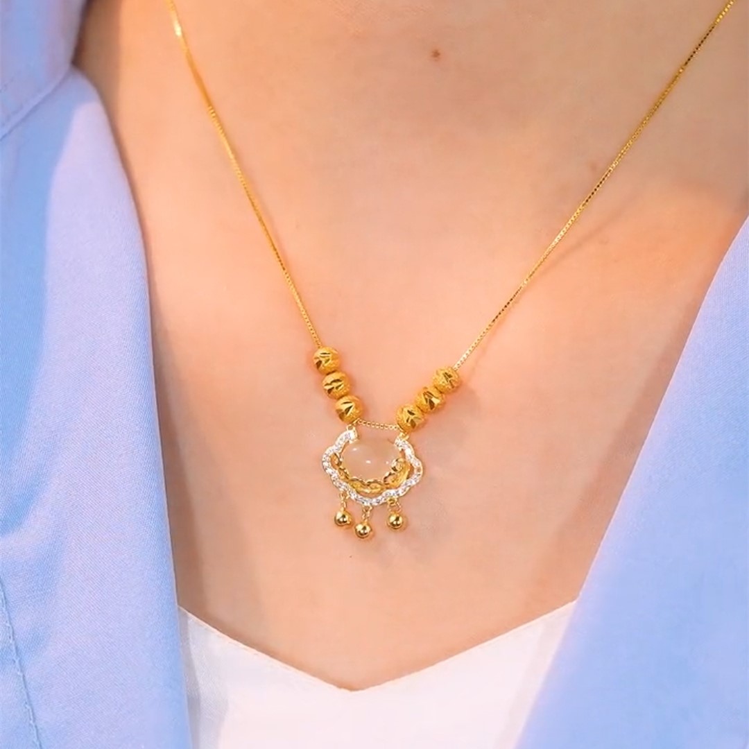 金色轉運珠平安鎖項錬-FANYIACC