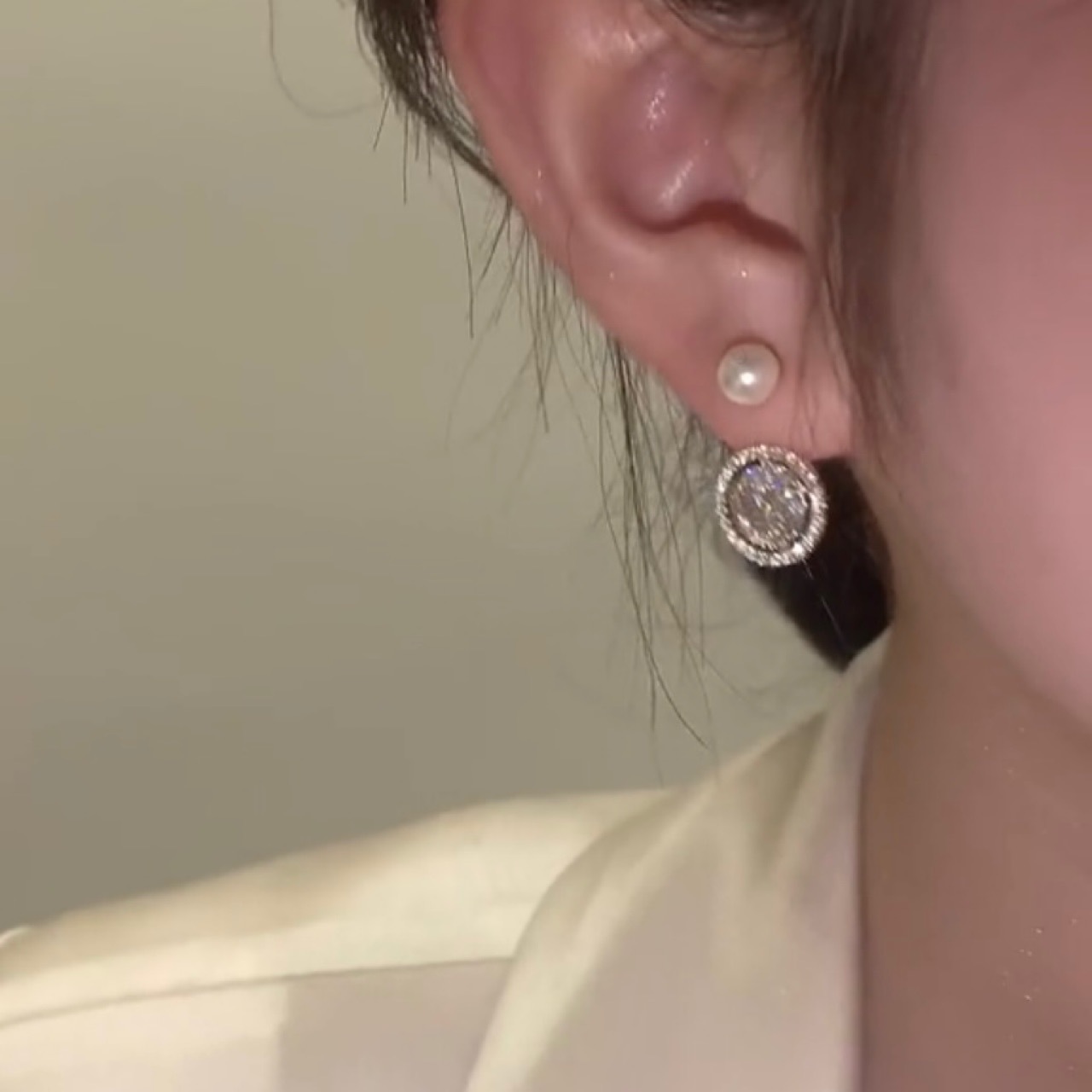 淡水珍珠滿鑽耳環 （Earrings）-FANYIACC