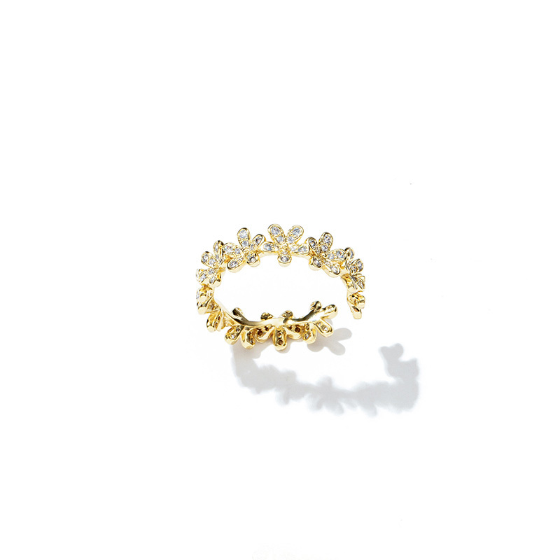 金色花朵開口戒指-FANYIACC