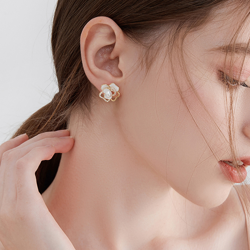 花朵珍珠耳環-FANYIACC