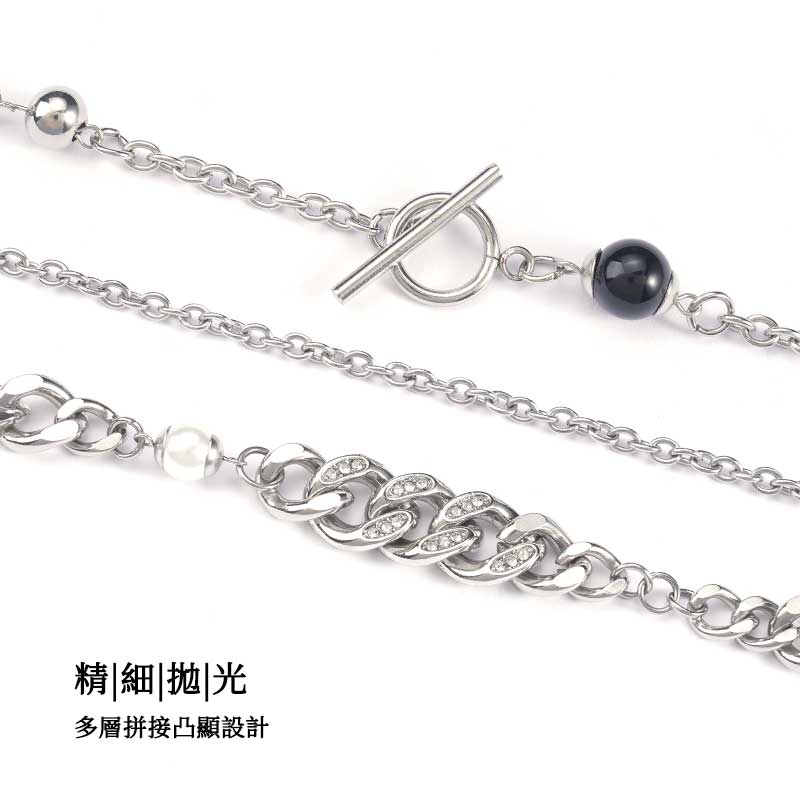 黑白拼接珍珠古巴錬-FANYIACC