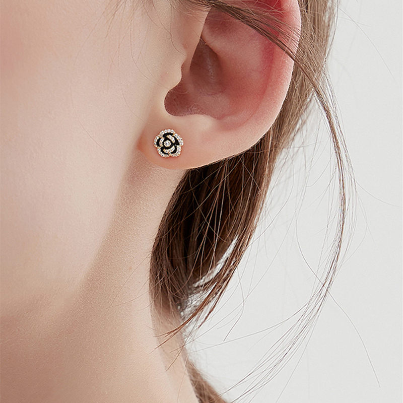 黑色花朵項錬&耳環-FANYIACC