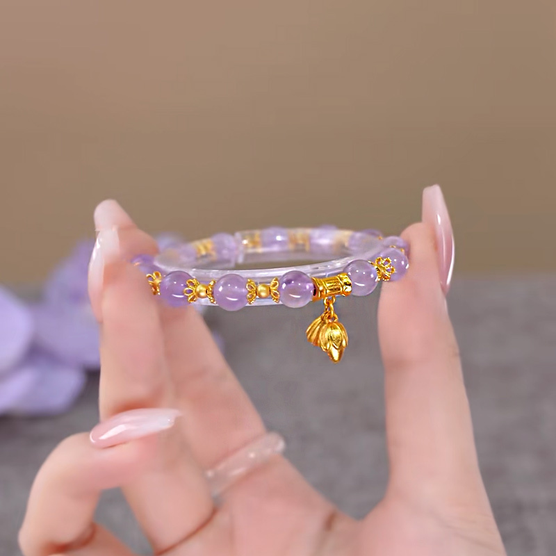 天然紫水晶桃花&蓮蓬手錬-FANYIACC