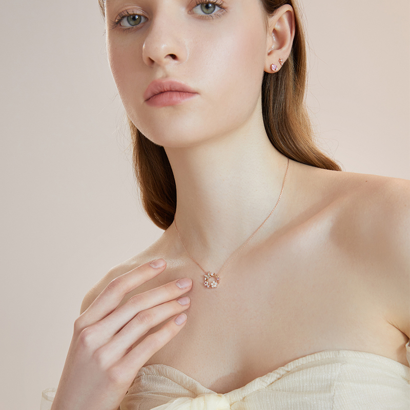 蝴蝶花朵鋯石項錬-FANYIACC