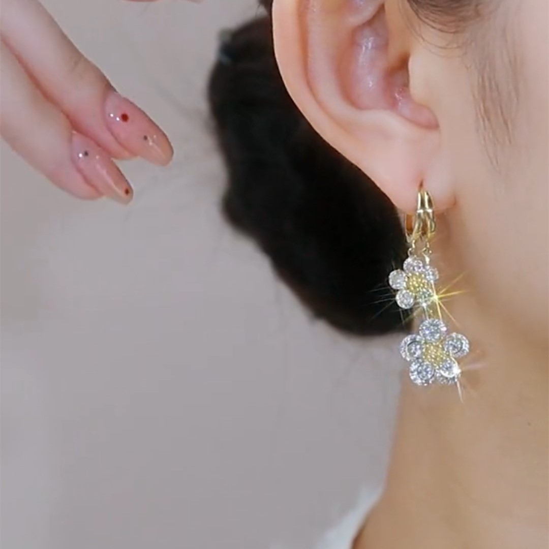 超閃鋯石黃色花蕊耳環-FANYIACC