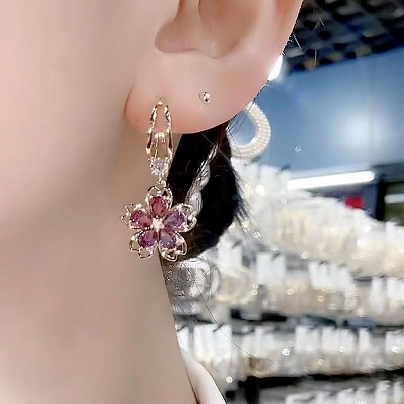 紫色水晶花瓣耳環-FANYIACC