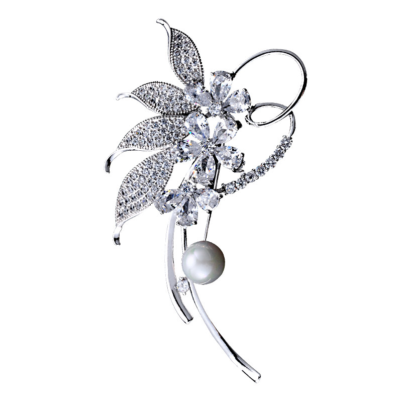 七彩色花朵 五瓣花葉子胸針-FANYIACC