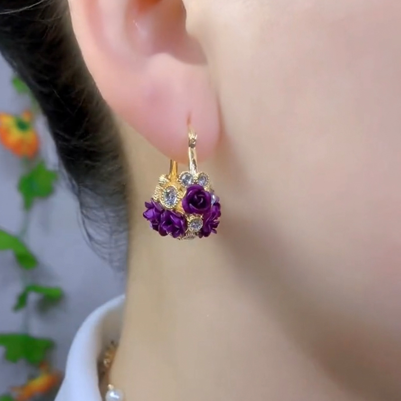 時尚玫瑰花耳環-FANYIACC