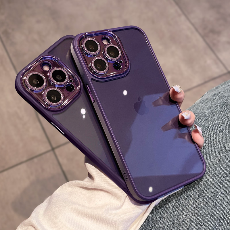 紫色 帶鏡頭膜閃粉iphone