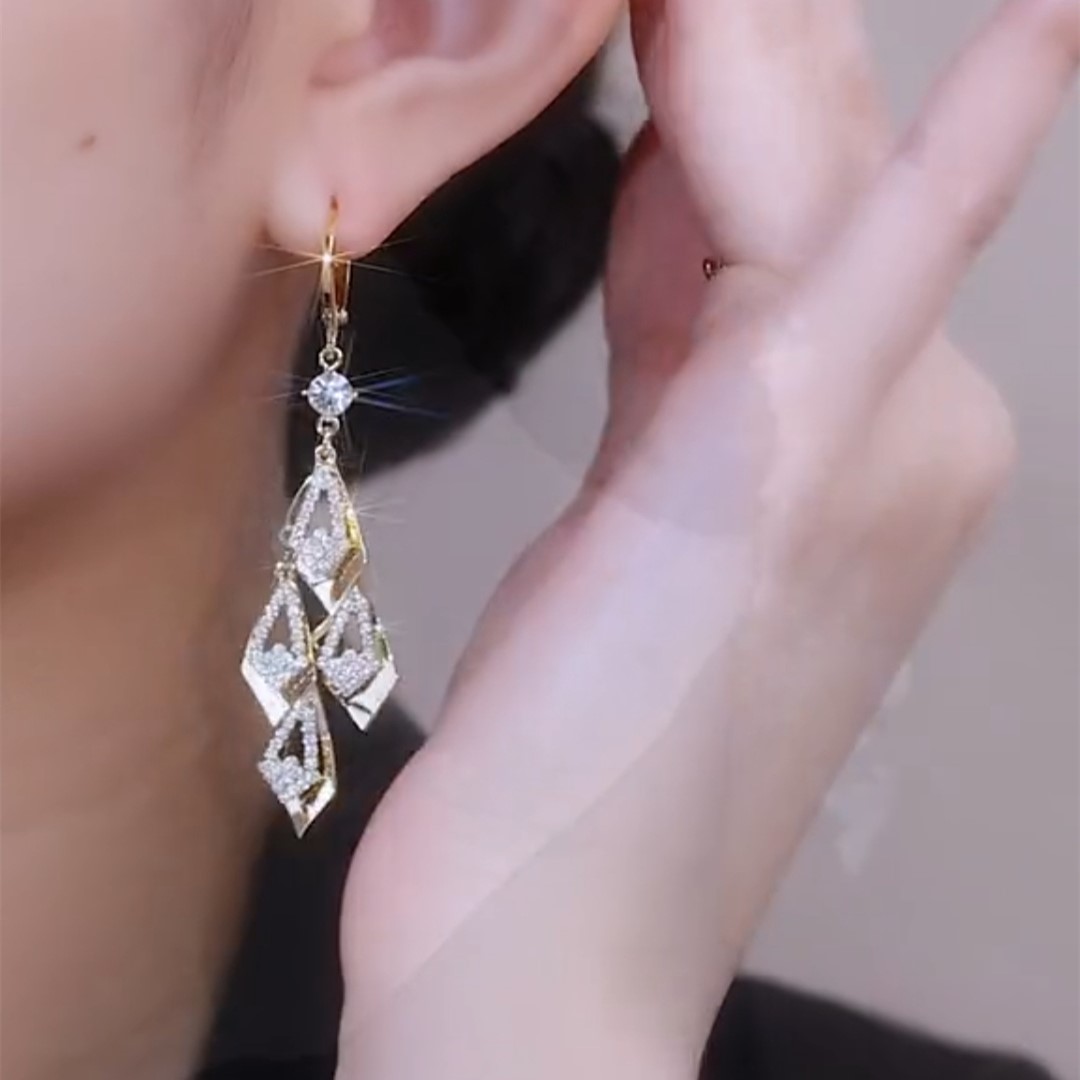 四片菱形水滴耳環-FANYIACC