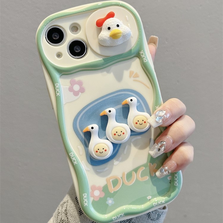 卡通立體鴨子推拉窗iphone保護殼
