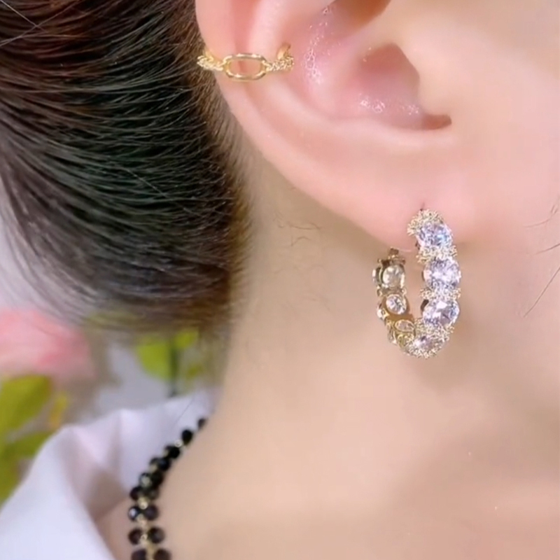 新款滿鑽925純銀耳環 