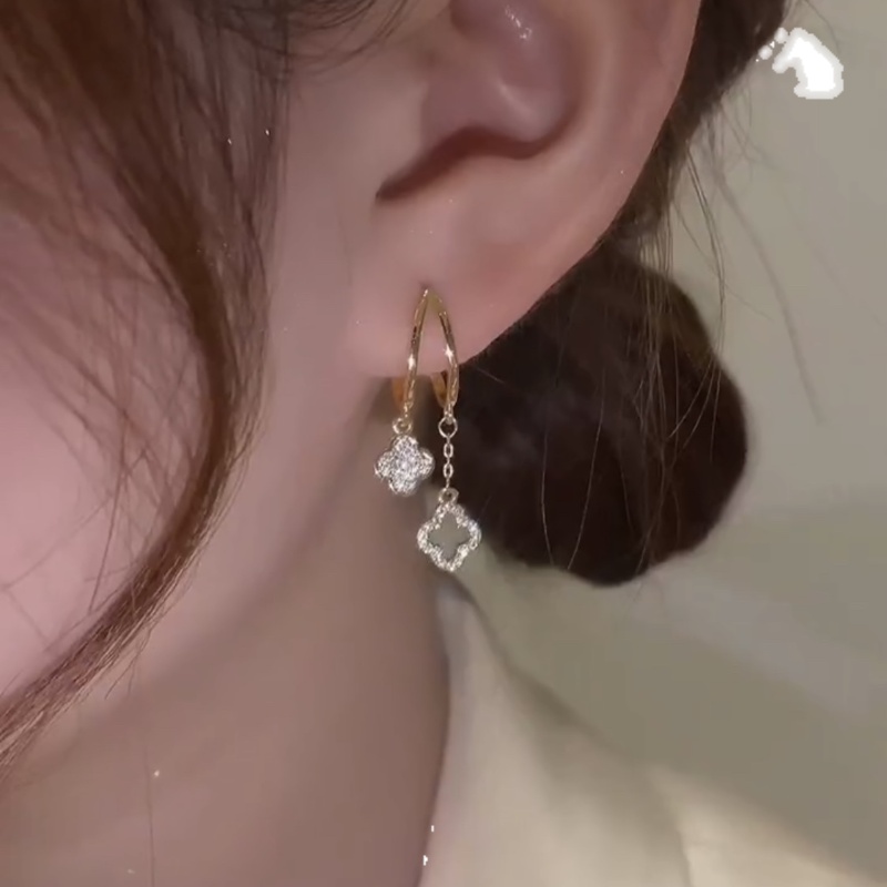 四葉草流蘇銀針耳環