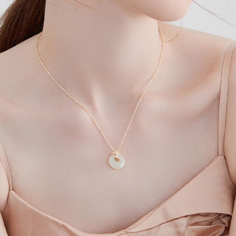 祈願 | 蘭花和田玉平安扣項錬-FANYIACC