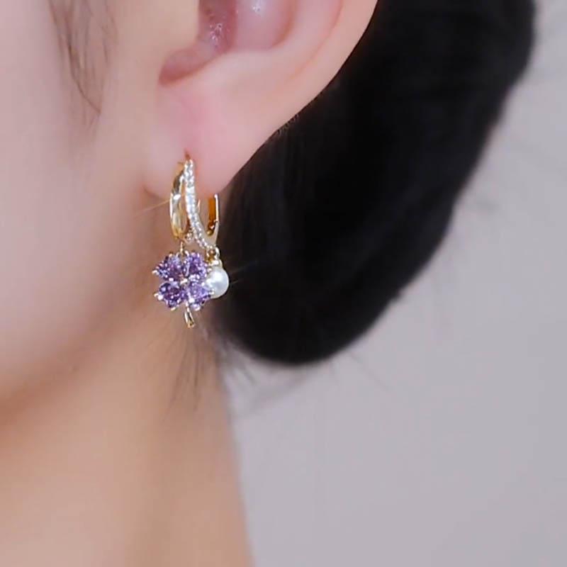 紫色幸運草耳環-FANYIACC