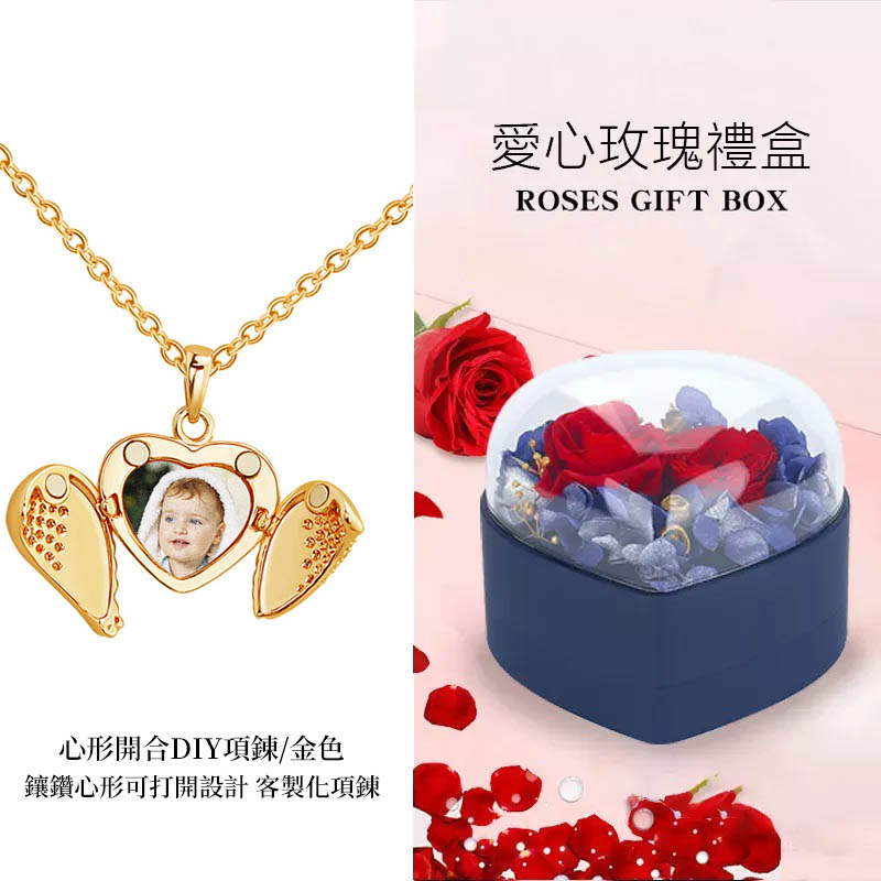 訂製款｜個性客製化創意照片 鑲鑽心形可打開設計項錬-FANYIACC