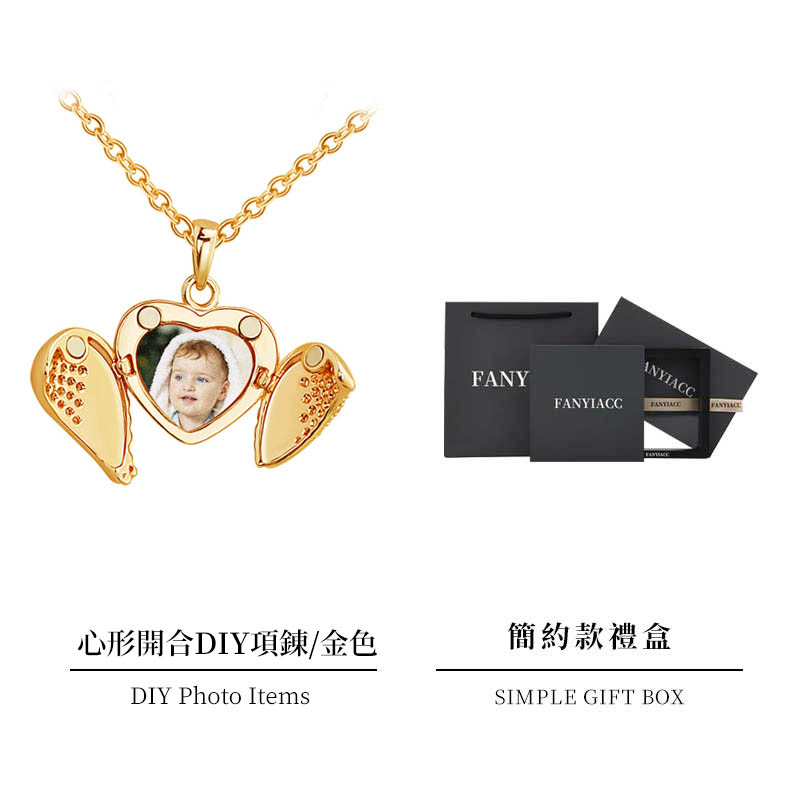 訂製款｜個性客製化創意照片 鑲鑽心形可打開設計項錬-FANYIACC
