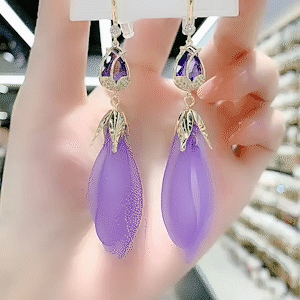 紫色鬱金香流蘇耳環-FANYIACC