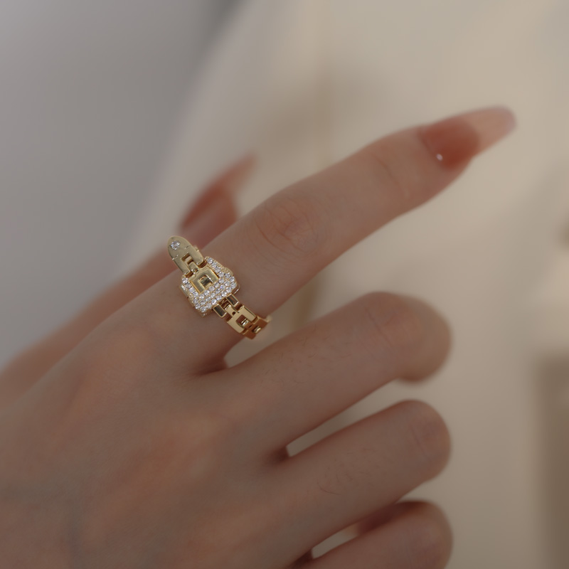 個性錬條滿鑽戒指 【自由調節大小】-FANYIACC