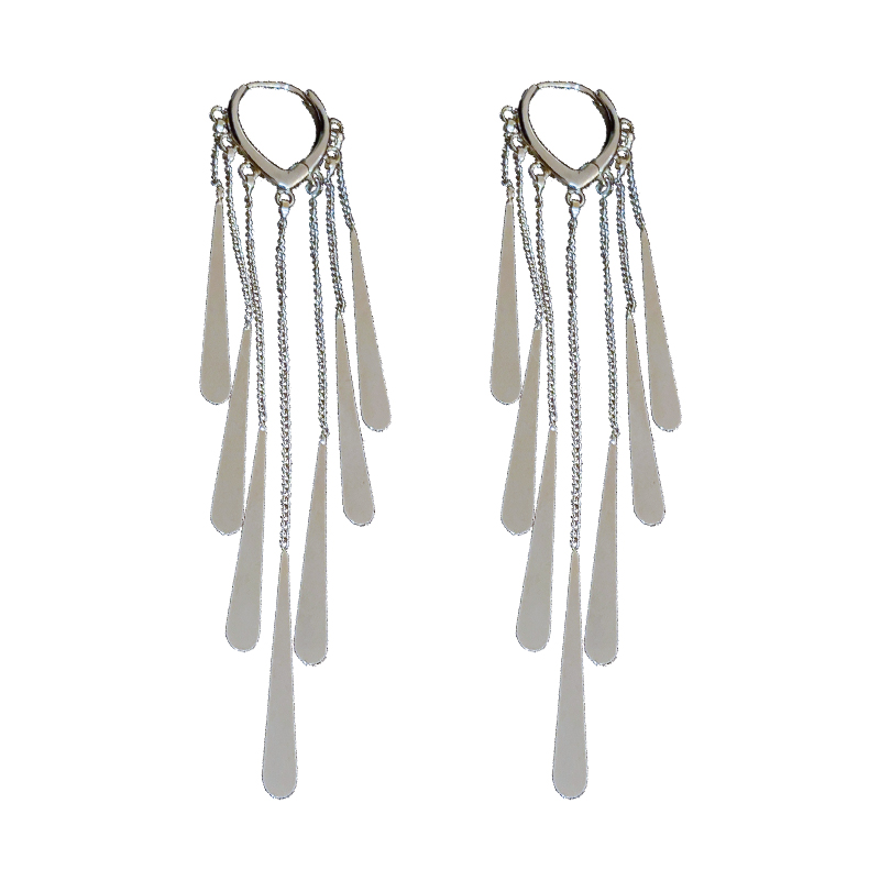 長款金色流蘇亮片耳環-FANYIACC