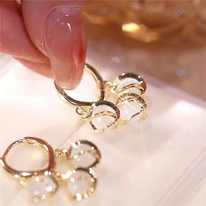 鈴蘭花貓眼石耳環耳扣     -FANYIACC