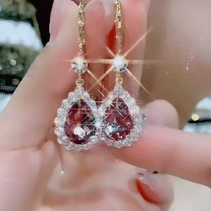 紫色水晶水滴耳環-FANYIACC