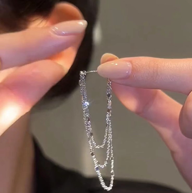 【S925銀】滿天星錬條流蘇耳環 （Earrings）-FANYIACC