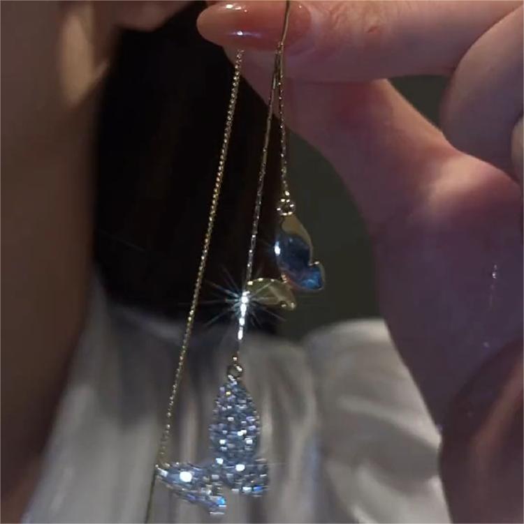 兩隻蝴蝶鋯石耳線-FANYIACC