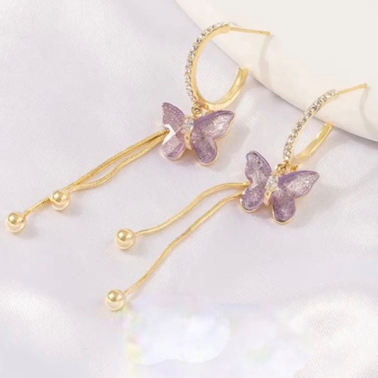 超仙氣紫色水晶蝴蝶耳環-FANYIACC