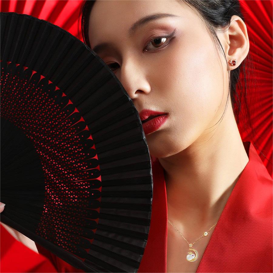 S999銀和田玉鋯石兔子項錬-FANYIACC