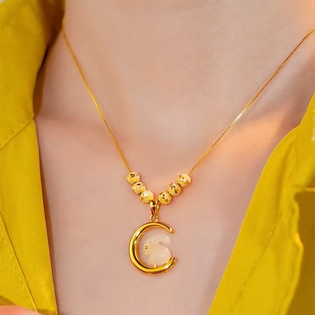 金色轉運珠玉兔項錬-FANYIACC