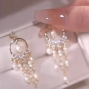 遺落星塵 珍珠流蘇耳環 -FANYIACC