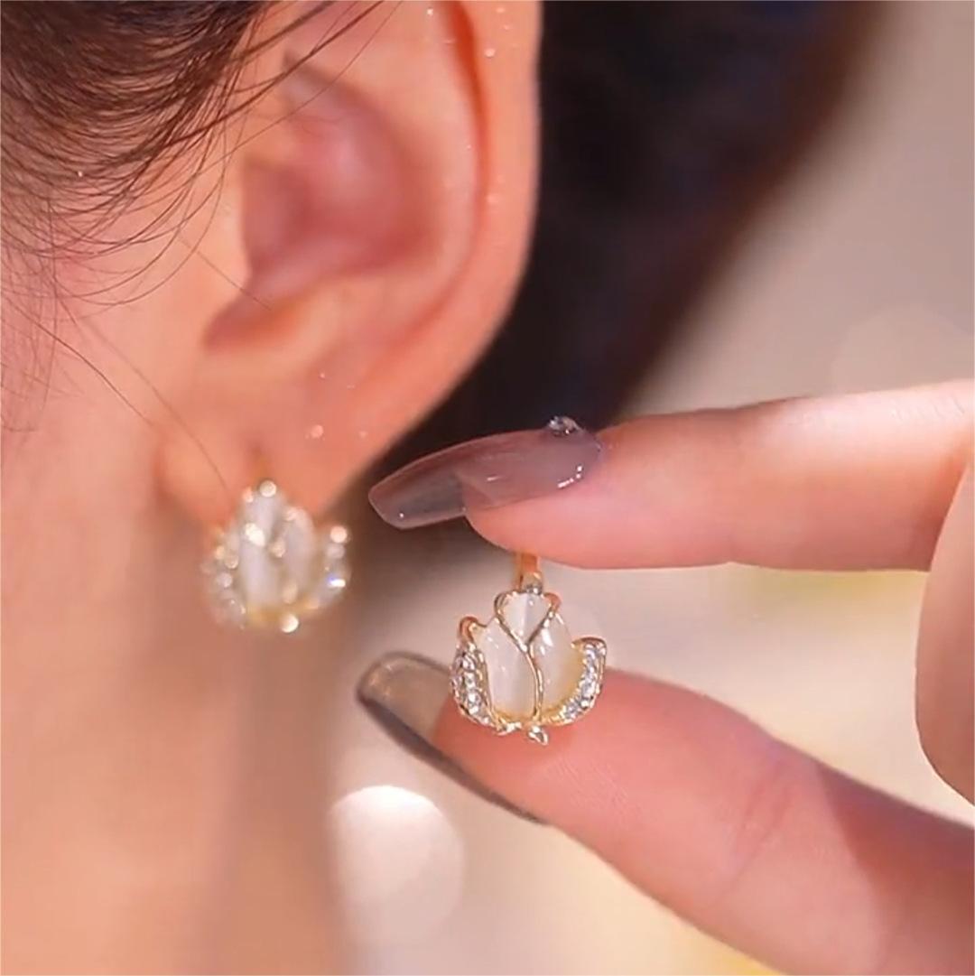 鬱金香花卉耳扣耳環-FANYIACC