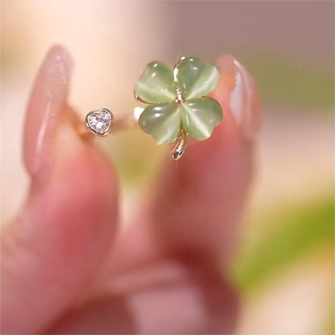 綠色仙蹤可旋轉綠色貓眼石戒指 -FANYIACC