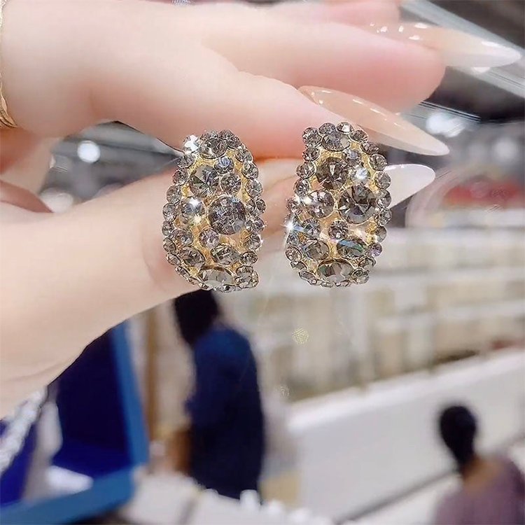 高级感鑽石圈形耳環