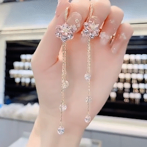 紫色甜心花朵流蘇耳環   -FANYIACC