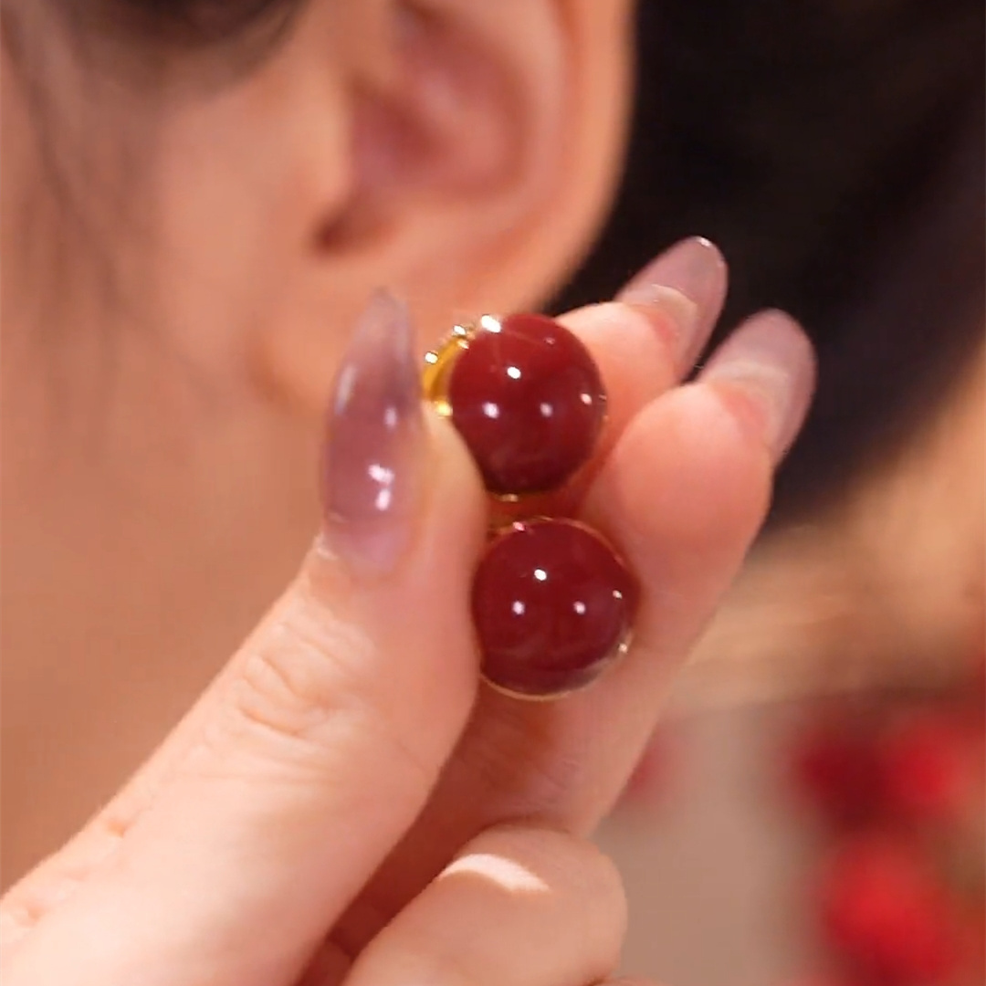 清新綠豆&相思紅豆圓形耳環-FANYIACC