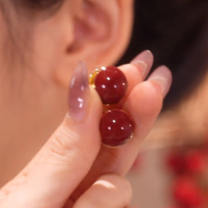 清新綠豆&相思紅豆圓形耳環-FANYIACC