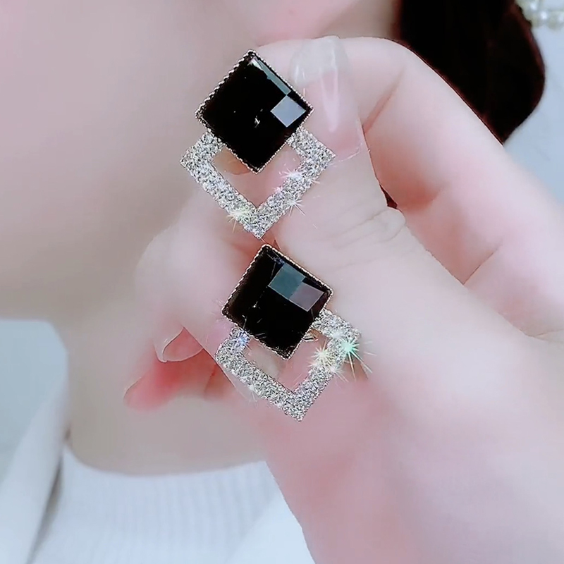 925銀菱形碎鑽耳環-FANYIACC